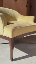 Load and play video in Gallery viewer, Mid-Century Modern Saber Leg Lounge Chair in Walnut & Original Fabric After Harvey Probber, USA, c. 1970's