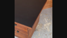 Load and play video in Gallery viewer, Restored Mid-Century Modern Writers Desk in Walnut with Leather Top, USA, c. 1960's