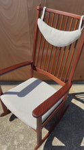 Load and play video in Gallery viewer, Mid-Century Scandinavian Modern Rocking Chair in Solid Teak & Bouclé by Yngve Ekström for Swedese, Sweden, c. 1960s