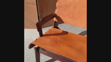 Load and play video in Gallery viewer, Set of Two (2) Mid-Century Modern Tooled Leather Sling / Safari Lounge Chairs by Angel Pazmino, Ecuador, c. 1960s