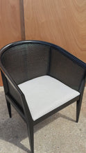 Load and play video in Gallery viewer, Mid-Century Modern Ebonized Caned-Back Lounge Chair in Walnut by Kipp Stewart for Directional, USA, c. 1950s