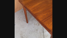 Load and play video in Gallery viewer, Danish Mid-Modern Expansion Dining Table w/ Stow in Table Leaves in Teak by BRDR Furbo, Denmark, c. 1960's