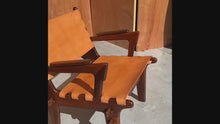 Load and play video in Gallery viewer, Mid Century Modern Tooled Leather Sling / Safari Lounge Chair by Angel Pazmino, Ecuador, c. 1960s