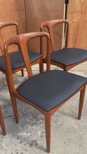 Load and play video in Gallery viewer, Set of Six ( 6 ) Danish Modern 'Juliane' Dining Chairs in Teak & Leather by Johannes Andersen for Uldum Møbelfabrik, Denmark, c. 1960's