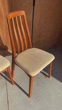 Load and play video in Gallery viewer, Set of Six ( 6 ) Danish Modern Dining Chairs in Solid Teak & Original Upholstery by Benny Linden for Benny Linden Design, c. 1970's