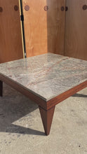 Load and play video in Gallery viewer, Mid-Century Post Modern Custom-Made Coffee Table w/ Granite Top in the Manner of Gio Ponti, USA, c. 1980's