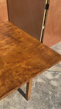 Load and play video in Gallery viewer, Rare Mid-Century Modern Bow Tie Hourglass Shaped Expansion Dining Table by Harold Schwartz for Romweber in Birdseye Maple, USA, 1960s