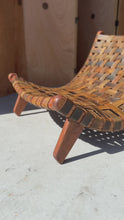Load and play video in Gallery viewer, Rare Oversized Scoop Lounge Chair in Solid Douglasg Fir and Leather After José Zanine Caldas "Linha Z" for Mòveis Artísticos Z, 1950s