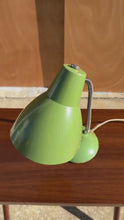 Load and play video in Gallery viewer, Mid-Century Modern Industrial Patinaed Adjustable Height Desk Table Lamp in Army Green, c. 1960s