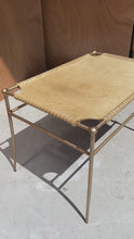 Load and play video in Gallery viewer, Perfectly Patinaed Petite Mid-Century Modern Accent Bench in Animal Hide & Leather After T.H. Robsjohn-Gibbings, USA, c. 1980's