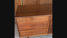 Load and play video in Gallery viewer, Mid-Century Modern 10-Drawer Dresser / Credenza / Sideboard in Walnut by Kipp Stewart for Declaration by Drexel, USA, c. 1960's