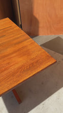 Load and play video in Gallery viewer, Mid-Century Danish Modern Minimalist Butcher Block Dining Table / Work Desk in Solid Oak, Denmark, c. 1960s
