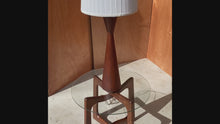 Load and play video in Gallery viewer, Mid-Century Modern Wood-Turned Hourglass Table Lamp in Solid Walnut Attributed to Phillip Lloyd Powell, USA, c. 1960's