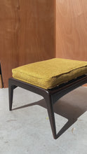 Load and play video in Gallery viewer, Mid-Century Danish Modern Ottoman / Footstool in Beech & Bouclé by Ib Kofod Larsen for Selig, Denmark, c. 1960's