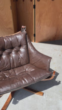 Load and play video in Gallery viewer, Rare Mid-Century Modern Winged Falcon Chair in Original Leather by Sigurd Ressel for Vatne Møbler, Norway, c. 1970's