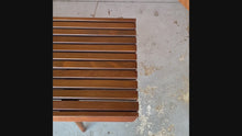 Load and play video in Gallery viewer, Mid-Century Modern Minimalist Slatted (6 ft) Long Bench in Solid European Walnut, Yugoslavia, c. 1950's