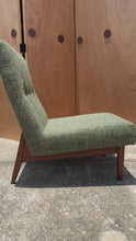 Load and play video in Gallery viewer, RARE Mid-Century Modern Slipper / Lounge Chair Newly Upholstered w/ Walnut Base by Milo Baughman for Thayer Coggin, USA, c. 1960s