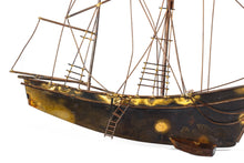 Load image into Gallery viewer, 1960s Vintage C Jere Ship Schooner Village Town Harbor Metal Wall Art Sculpture-ABT Modern