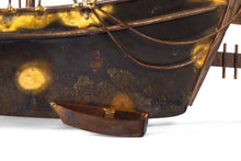 Load image into Gallery viewer, 1960s Vintage C Jere Ship Schooner Village Town Harbor Metal Wall Art Sculpture-ABT Modern