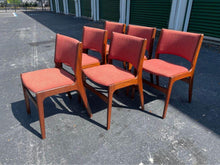 Load image into Gallery viewer, A Set of Six Model 89 Danish Modern Dining Chairs by Erik Buch in Teak in Original Salmon Upholstery-ABT Modern