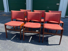 Load image into Gallery viewer, A Set of Six Model 89 Danish Modern Dining Chairs by Erik Buch in Teak in Original Salmon Upholstery-ABT Modern