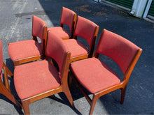 Load image into Gallery viewer, A Set of Six Model 89 Danish Modern Dining Chairs by Erik Buch in Teak in Original Salmon Upholstery-ABT Modern