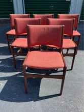 Load image into Gallery viewer, A Set of Six Model 89 Danish Modern Dining Chairs by Erik Buch in Teak in Original Salmon Upholstery-ABT Modern