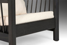 Load image into Gallery viewer, Bespoke Ebonized Barrel Back Lounge Chair Newly Upholstered in White Bouclé, USA, 1970's-ABT Modern