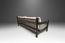 Load image into Gallery viewer, Bespoke Four Seat Ebonized Barrel Back Sofa Newly Upholstered in White Bouclé, USA, 1970's-ABT Modern