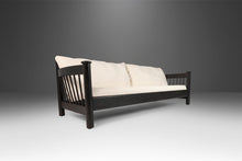Load image into Gallery viewer, Bespoke Four Seat Ebonized Barrel Back Sofa Newly Upholstered in White Bouclé, USA, 1970's-ABT Modern