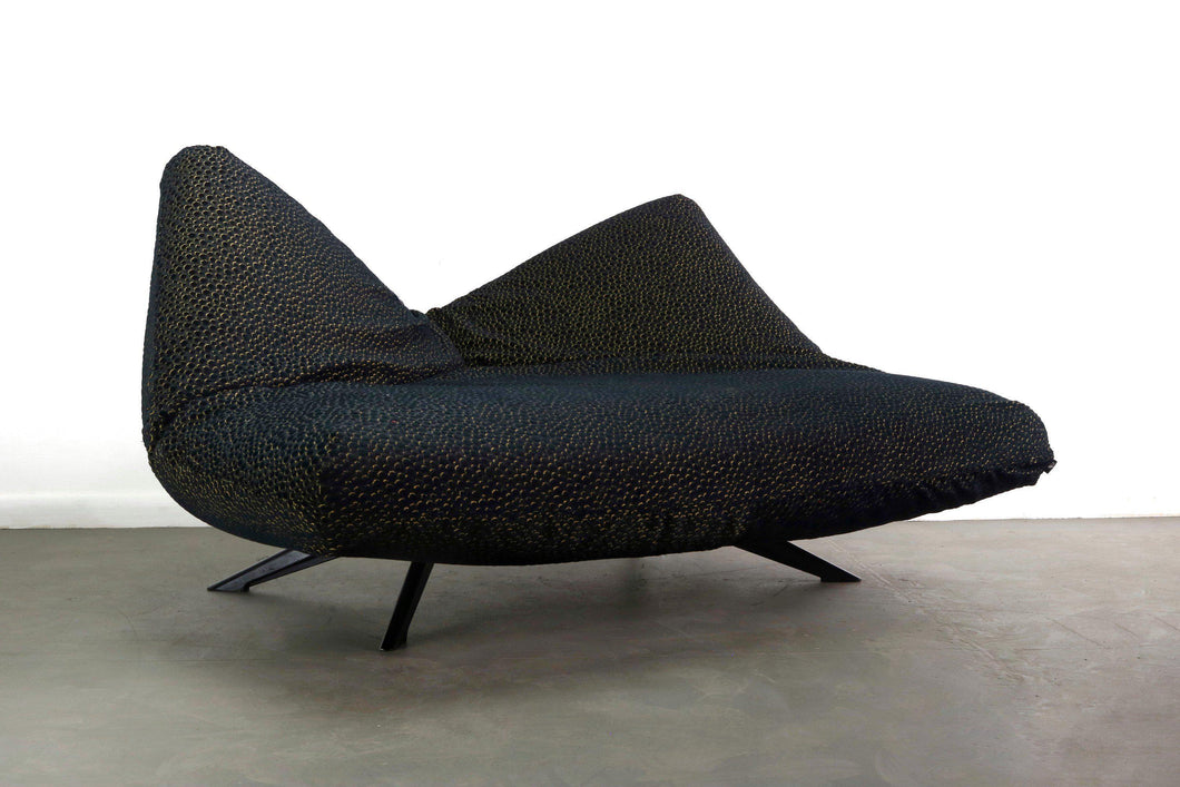Black and Gold Articulating Corner Ribalta Daybed Sofa by Forbicini for Arflex Italy, Signed-ABT Modern