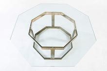 Load image into Gallery viewer, Brass Octagonal Coffee Table with a Glass Top in the Manner of Milo Baughman-ABT Modern