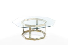 Load image into Gallery viewer, Brass Octagonal Coffee Table with a Glass Top in the Manner of Milo Baughman-ABT Modern