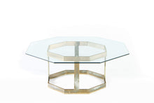 Load image into Gallery viewer, Brass Octagonal Coffee Table with a Glass Top in the Manner of Milo Baughman-ABT Modern