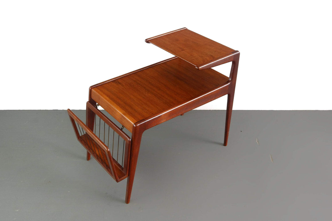 Danish Midcentury Design Teak Side Table by Kurt Ostervig with Magazine Rack-ABT Modern