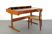 Load image into Gallery viewer, Danish Modern Drafting / Writing Desk In Rich Grained Teak with Pop Up Compartment-ABT Modern