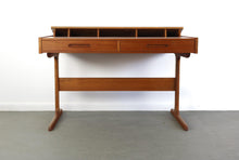 Load image into Gallery viewer, Danish Modern Drafting / Writing Desk In Rich Grained Teak with Pop Up Compartment-ABT Modern