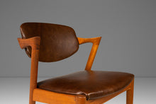 Load image into Gallery viewer, Danish Modern Kai Kristiasen Model 42 Teak Dining Chair / Desk Chair in Brown Leather, Denmark, c. 1960's-ABT Modern