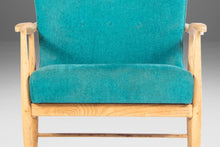 Load image into Gallery viewer, Early Blonde American of Martinsville High Back Lounge Chair in Original Seafoam Blue Fabric, c. 1960s-ABT Modern