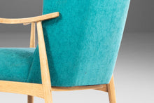 Load image into Gallery viewer, Early Blonde American of Martinsville High Back Lounge Chair in Original Seafoam Blue Fabric, c. 1960s-ABT Modern