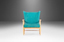 Load image into Gallery viewer, Early Blonde American of Martinsville High Back Lounge Chair in Original Seafoam Blue Fabric, c. 1960s-ABT Modern