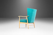 Load image into Gallery viewer, Early Blonde American of Martinsville High Back Lounge Chair in Original Seafoam Blue Fabric, c. 1960s-ABT Modern