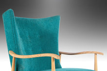 Load image into Gallery viewer, Early Blonde American of Martinsville High Back Lounge Chair in Original Seafoam Blue Fabric, c. 1960s-ABT Modern