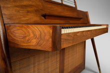 Load image into Gallery viewer, Early Mid Century Modern Baldwin Acrosonic Piano in Walnut and Caning, USA, c. 1965-ABT Modern