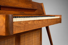 Load image into Gallery viewer, Early Mid Century Modern Baldwin Acrosonic Piano in Walnut and Caning, USA, c. 1965-ABT Modern
