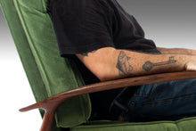Load image into Gallery viewer, Early Milo Baughman for James Inc. High Back Lounge Chair / Recliner with Ottoman in Original Green Velvet Fabric, c. 1960s-ABT Modern