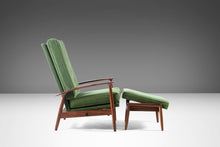 Load image into Gallery viewer, Early Milo Baughman for James Inc. High Back Lounge Chair / Recliner with Ottoman in Original Green Velvet Fabric, c. 1960s-ABT Modern