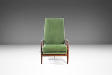 Load image into Gallery viewer, Early Milo Baughman for James Inc. High Back Lounge Chair / Recliner with Ottoman in Original Green Velvet Fabric, c. 1960s-ABT Modern