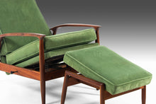 Load image into Gallery viewer, Early Milo Baughman for James Inc. High Back Lounge Chair / Recliner with Ottoman in Original Green Velvet Fabric, c. 1960s-ABT Modern