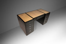 Load image into Gallery viewer, Ebonized Mid Century Modern Executive / Campaign Desk by Edward Wormley for Dunbar with Original Leather Top, USA, c. 1960s-ABT Modern